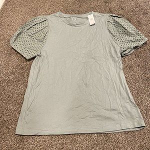 Organic Cotton Vintage Eyelet Puff Sleeve T-Shirt